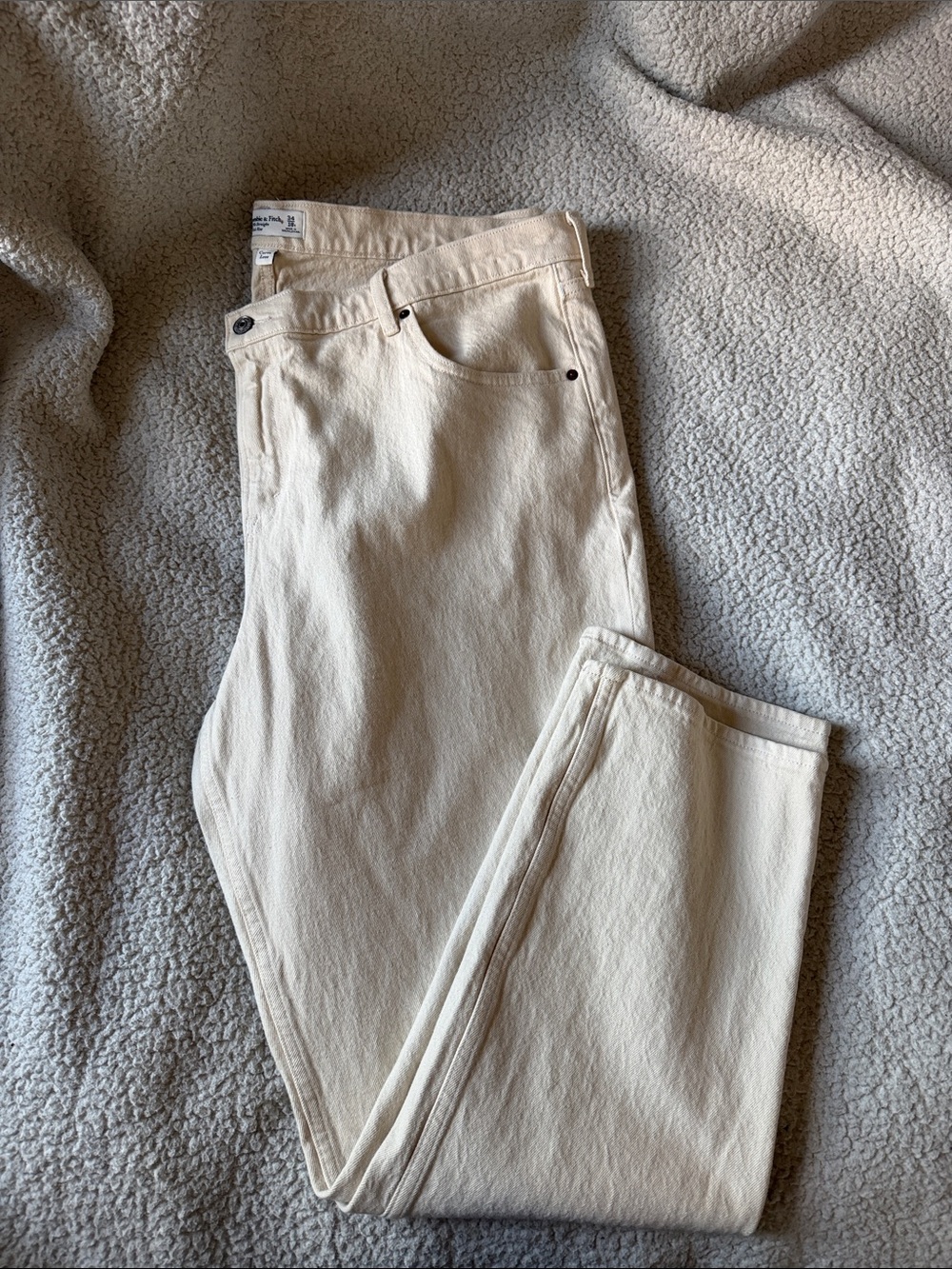 Abercrombie & Fitch Cream Curve Love Straight-Leg Jeans